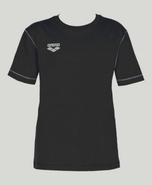 Black Arena Team Line Short Sleeve Tee | NCHFPDY-23