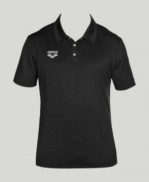 Black Arena Team Line Tech Short Sleeve Polo | PRSYWVJ-65