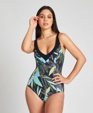 Black Multicolor / Black Arena Celia Wing Back One Piece | XJLKFAP-57