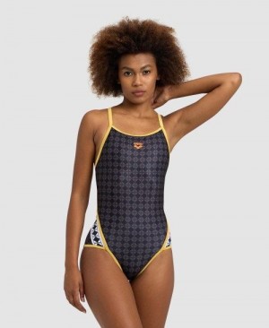 Black Multicolor / Gold Arena 50th Superfly Back One Piece | LROTCPW-74