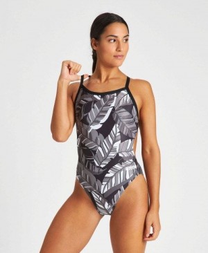 Black / Black Multicolor Arena Tropicals Challenge Back One Piece | UEIHGDB-91