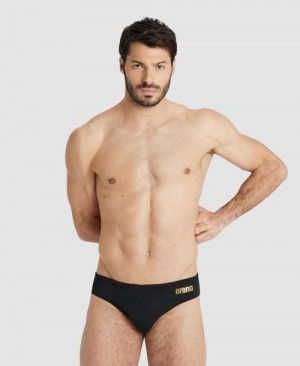 Black / Gold Arena Team Solid Brief | HBTQGXW-70