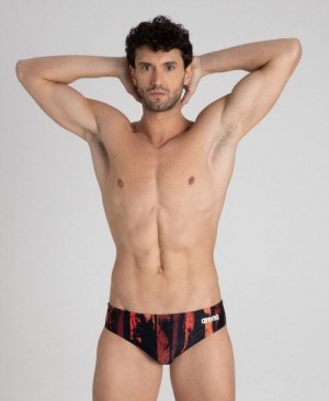 Black / Multicolor Red Arena Team Painted Stripes Brief | ASQZVOL-89