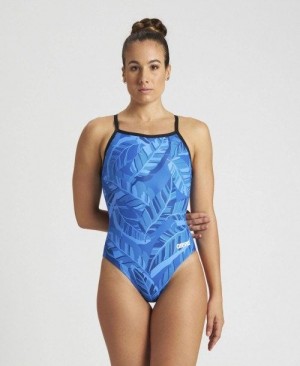 Black / Royal Multicolor Arena Tropicals Light Drop Back One Piece | BIKDNHZ-18