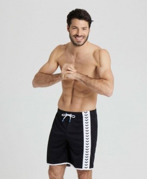 Black / White Arena Icons Beach Bermuda Short | KBYXGCJ-69