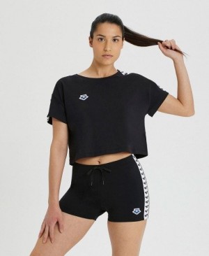 Black / White / Black Arena Corrine Team Crop T-shirt | NKLTFRD-62