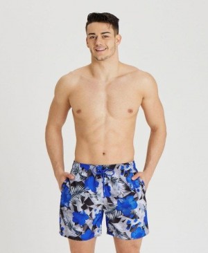 Blue Multicolor Arena Allover Print Beach Boxer | HEZSJYP-17