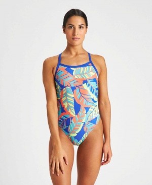 Blue / Multicolor Arena Tropicals Challenge Back One Piece | MUBQIFT-57