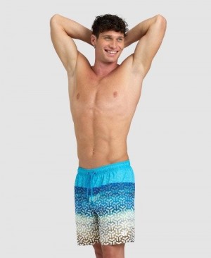 Brown / Turquoise Arena Placed Beach Boxer | ZVFCWTL-25