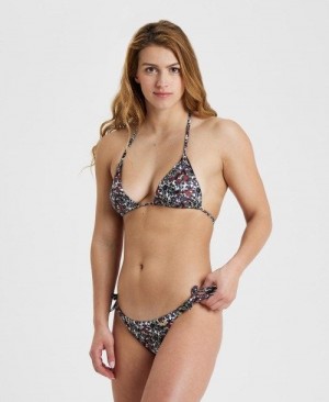 Burgundy Multicolor Arena Allover Triangle Bikini | GBYJPDL-23