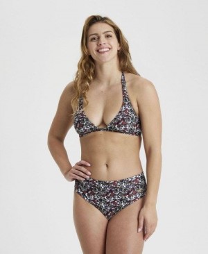 Burgundy Multicolor Arena Halterneck Bikini Multiprints | KTELBGW-37