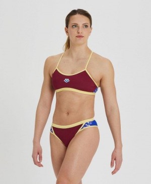 Burgundy / Blue Arena Icons Solid Cross Back Bikini | UWBOXNV-09