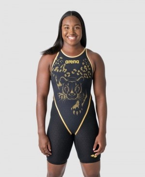 Dark Grey Arena Powerskin Carbon Glide Limited Edition Simone Manuel Closed Back | HSPJRXW-04