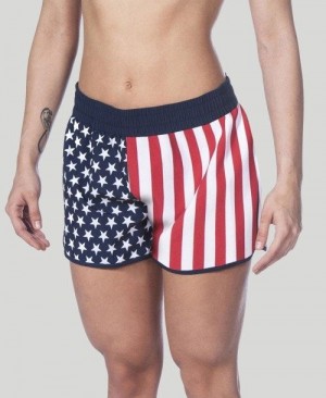 Multicolor Arena Official Usa Swimming National Team Flag Print Short | YXTJILA-80