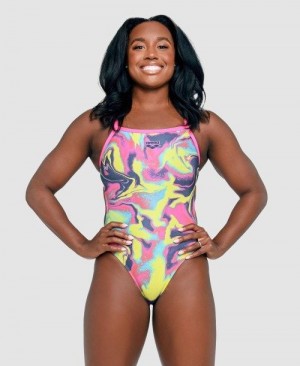 Multicolor Arena Simone Manuel Capsule Collection Challenge Back One Piece | HDWJUIV-63