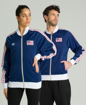 Navy Arena Relax Iv Nations Team Jacket | RAECDFU-84