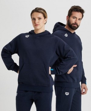 Navy Arena Team Hooded Sweatshirt Panel | GOSMABQ-87