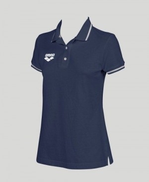 Navy Arena Team Line Short Sleeve Polo | XBPTJSW-08