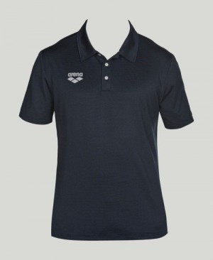 Navy Arena Team Line Tech Short Sleeve Polo | EHURMZO-59