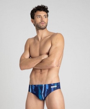 Navy / Multicolor Turquoise Arena Team Painted Stripes Brief | RBUSGMP-59