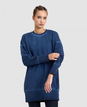 Navy / Navy / White Arena Icons Oversized Crewneck | KRUITGY-84