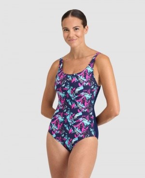 Navy / Rose Multicolor Arena Bodylift Francy Wing Back One Piece | RHWOCTL-84