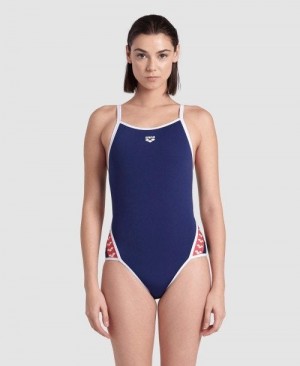 Navy / White / Red Multicolor Arena Icons Super Fly Back Solid One Piece | JYQOUFI-71