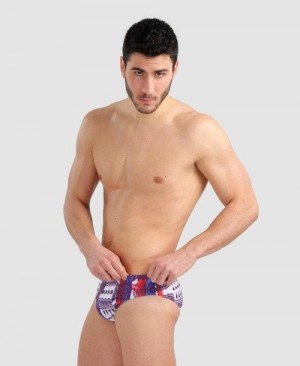 Red Multicolor Arena Allover Brief | KOMNQSZ-50