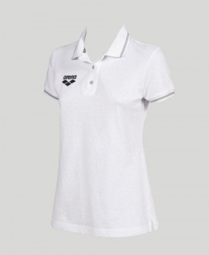 White Arena Team Line Short Sleeve Polo | XHIRKBG-68