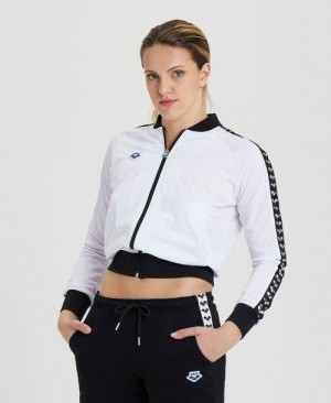 White / Black / Silver Arena Relax Iv Team Full-zip Jacket | IWPBYZN-54