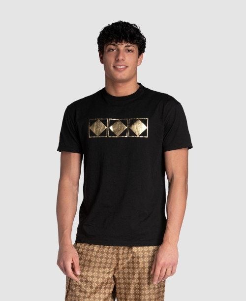 Black Arena 50th Anniversary Gold T-shirt | ZAPNQDW-05