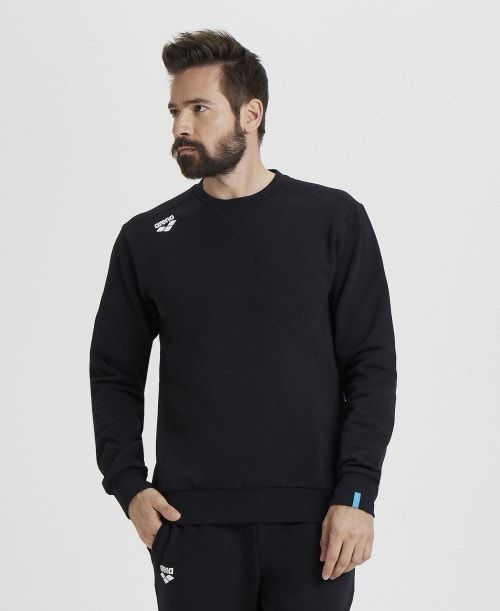 Black Arena Solid Crewneck | EIPKFJS-29