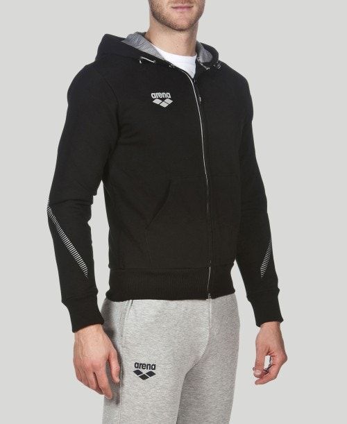 Black Arena Team Line Hooded Jacket | FMIXKQB-50