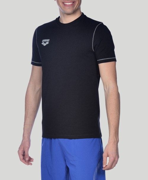 Black Arena Team Line Short Sleeve Tee | NCHFPDY-23