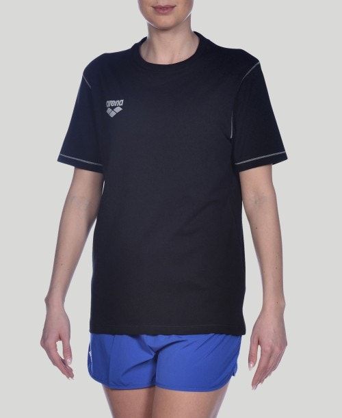 Black Arena Team Line Short Sleeve Tee | NCHFPDY-23