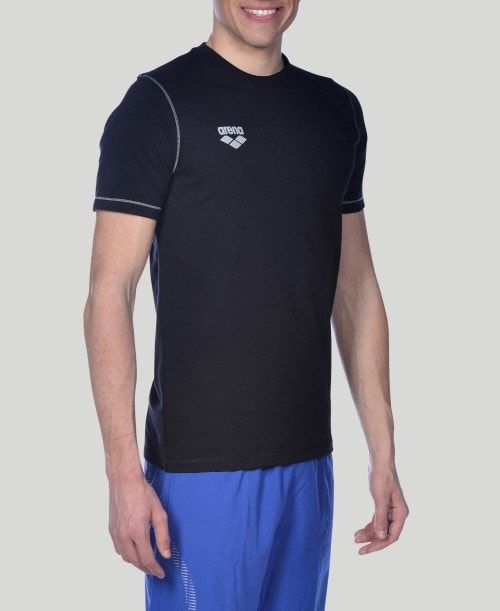 Black Arena Team Line Short Sleeve Tee | NCHFPDY-23