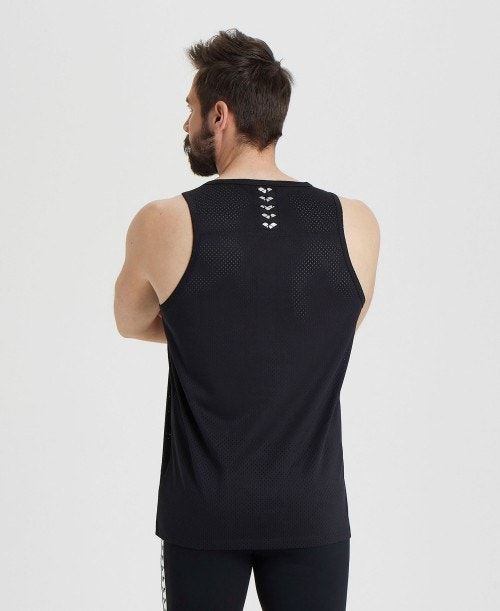 Black / Black Arena Icons Mesh Tank Top | VXECNIB-76