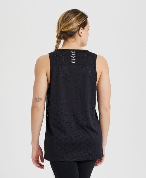 Black / Black Arena Icons Mesh Tank Top | VXECNIB-76