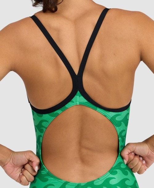 Black / Green Arena Ride The Wave Light Drop Back One Piece | OQHUCDK-45