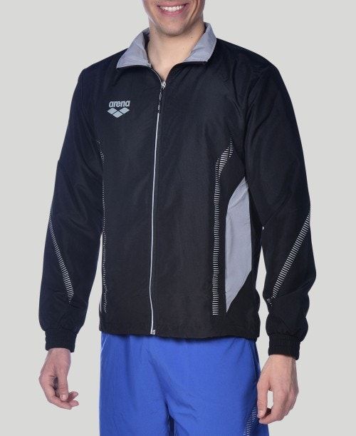 Black / Grey Arena Team Line Warm-up Jacket | PBIFNJA-75