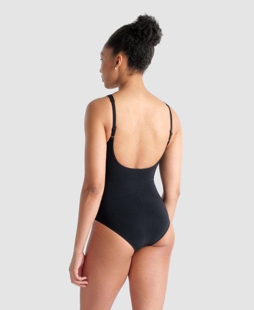 Black / Rose Purple Arena Bodylift Lola U Back One Piece | QPIUVNS-10