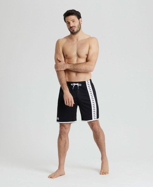 Black / White Arena Icons Beach Bermuda Short | KBYXGCJ-69