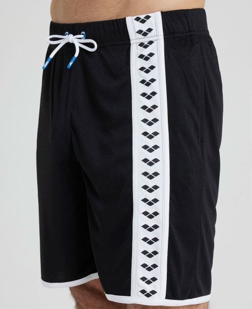 Black / White Arena Icons Beach Bermuda Short | KBYXGCJ-69