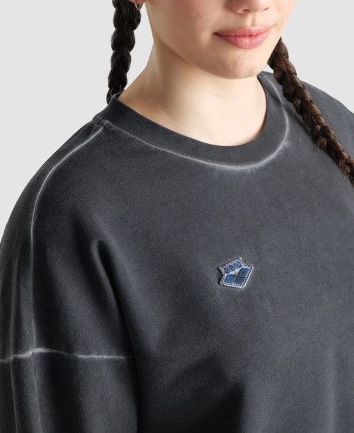 Black / White Arena Icons Oversized Crewneck | KDBOVCF-59