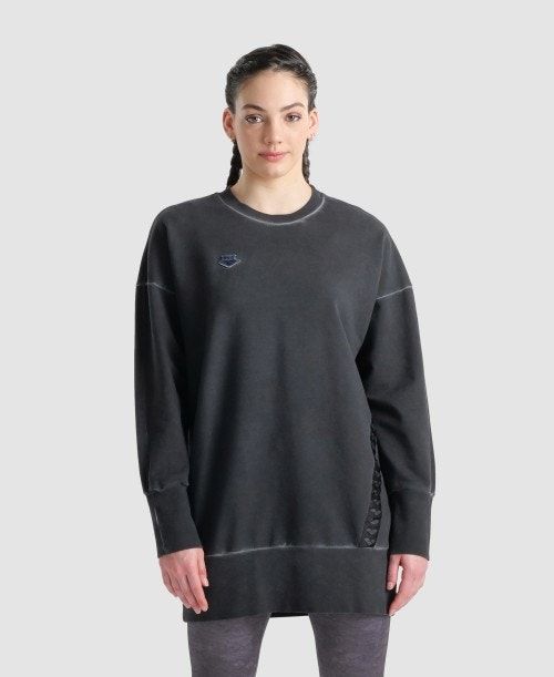 Black / White Arena Icons Oversized Crewneck | KDBOVCF-59