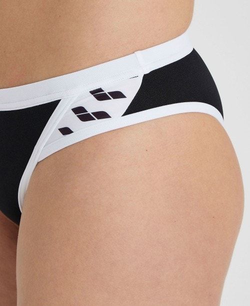 Black / White Arena Icons Solid Cross Back Bikini | TZKVMWG-53