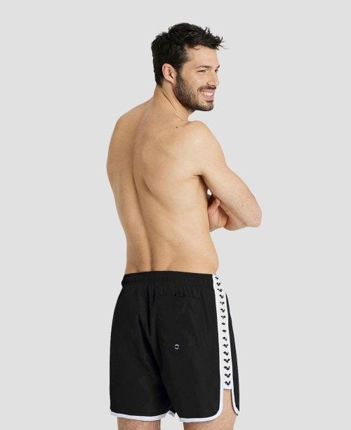 Black / White Arena Icons Team Stripe Boxer | PSYOFLJ-61