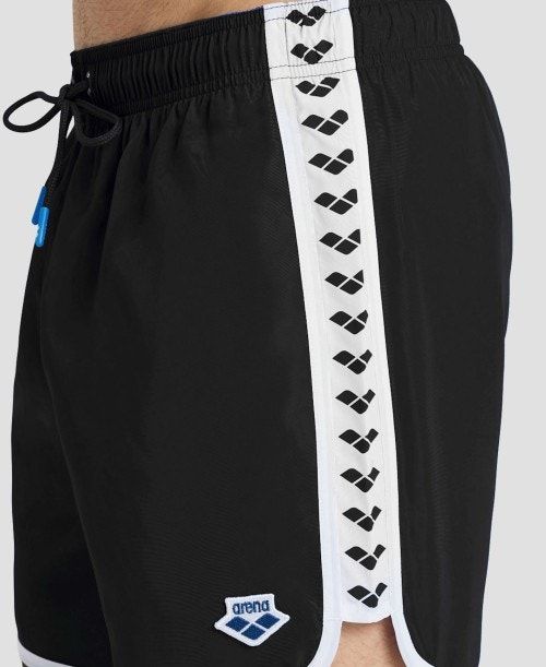 Black / White Arena Icons Team Stripe Boxer | PSYOFLJ-61