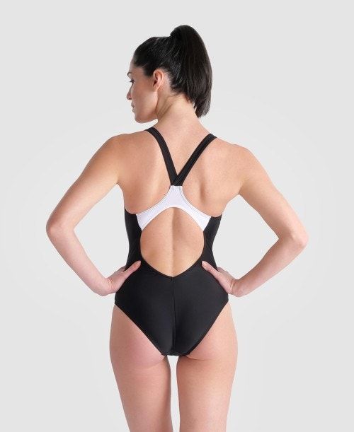 Black / White Arena Threefold V Back One Piece | MHUWRNB-95