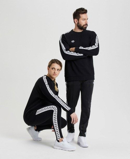 Black / White / Black Arena Oversized Team Sweatshirt | WMSPXLH-38